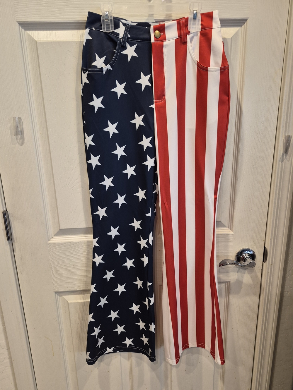 Patriotic Flag Print High-Waist Pants - Stars & Stripes